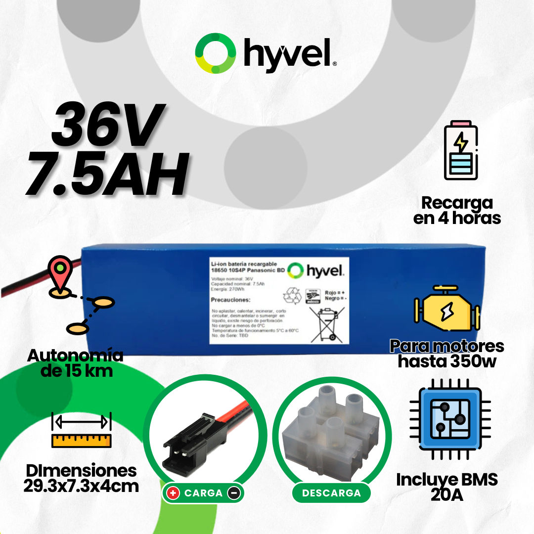 Batería 36V 7.5Ah para Scooter Eléctrico