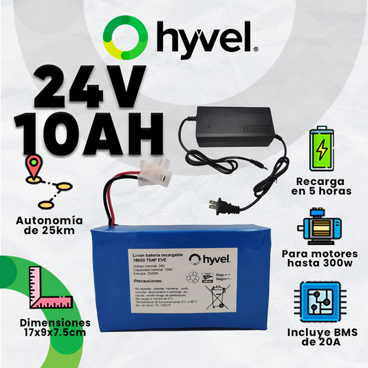 Kit Batería 24v 10ah Eve + Cargador 2a