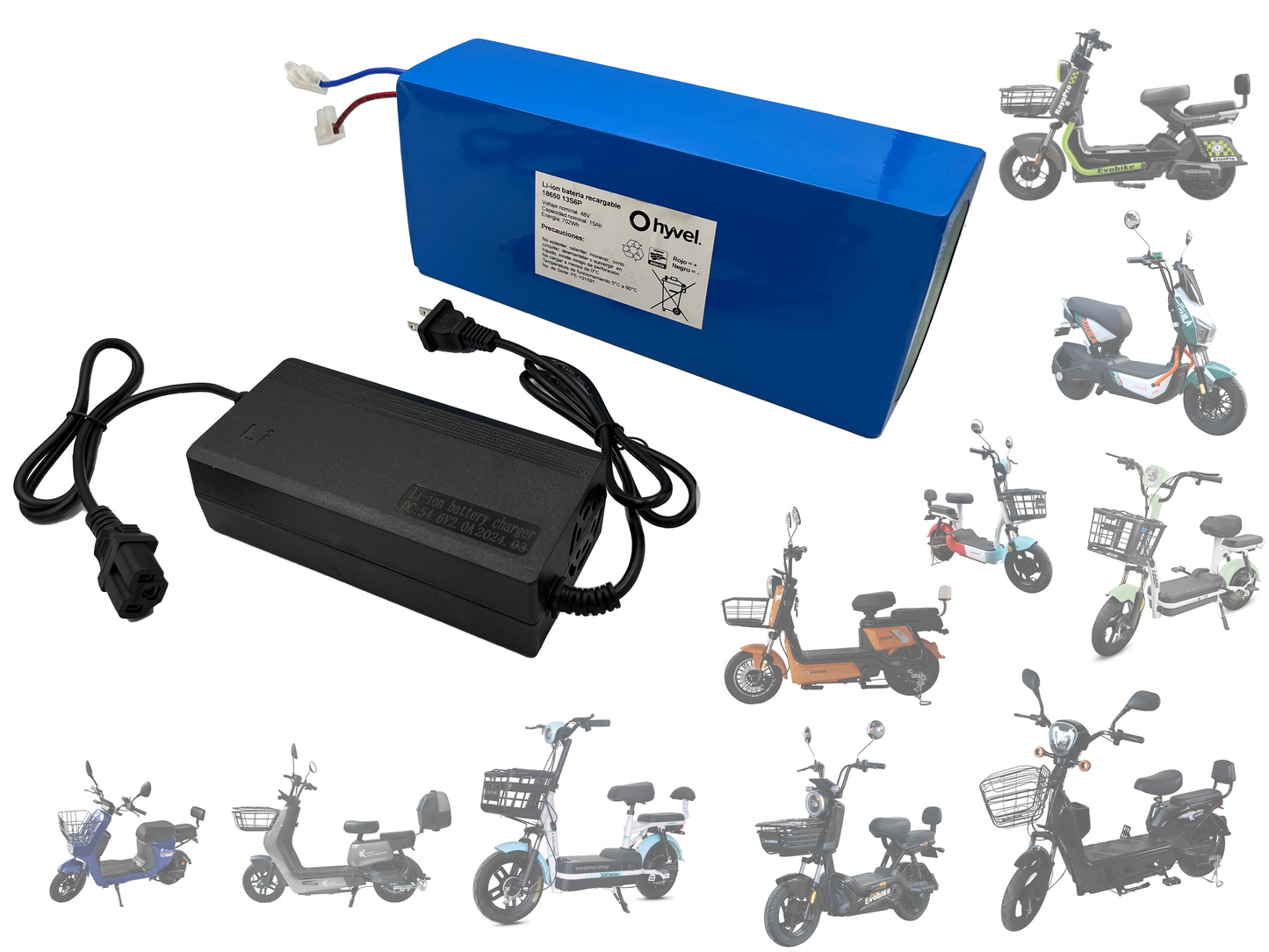 Kit Batería 48V para Bicicleta Eléctrica + Cargador 2A