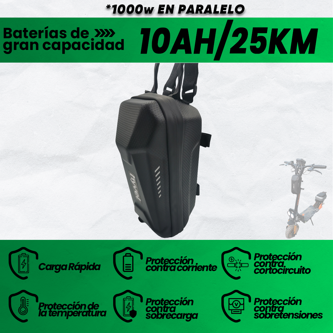 Imagen detallada de una batería para scooter de 48V y 13Ah, modelo C1, destacando su diseño compacto y eficiente para mejorar la experiencia de conducción.