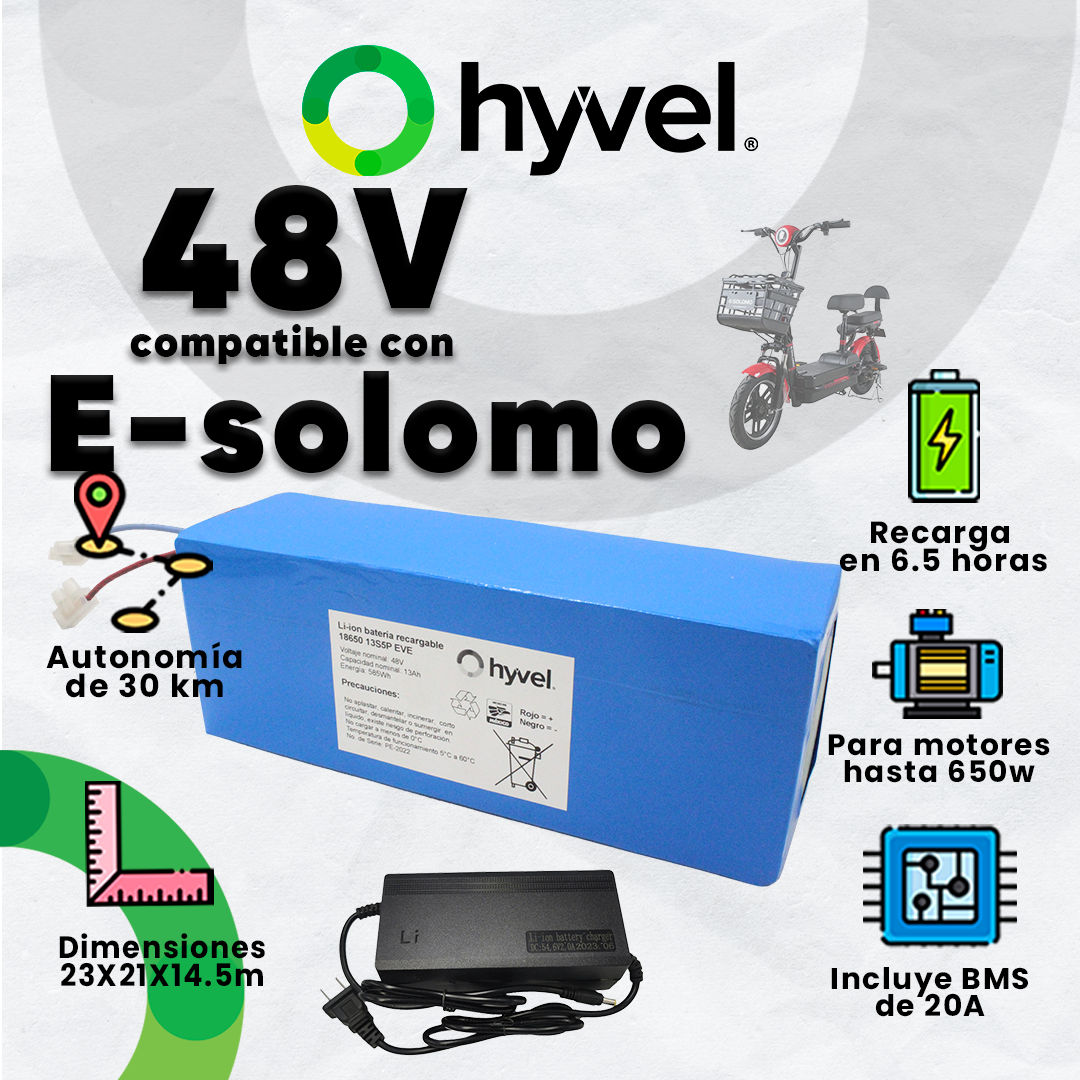 Kit Batería 48V compatible con E-solomo + Cargador 2A