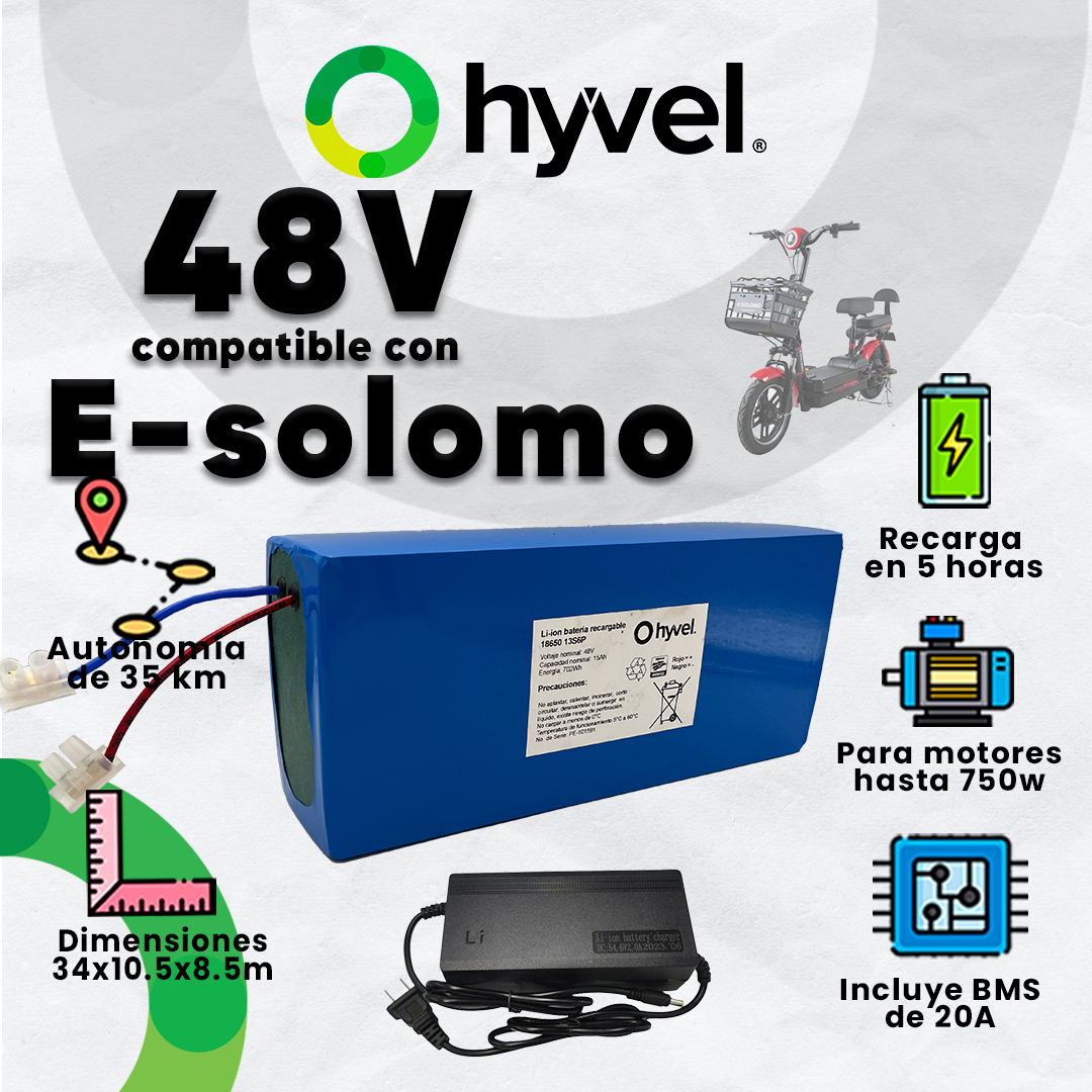 Kit Batería 48V compatible con E-solomo + Cargador 2A