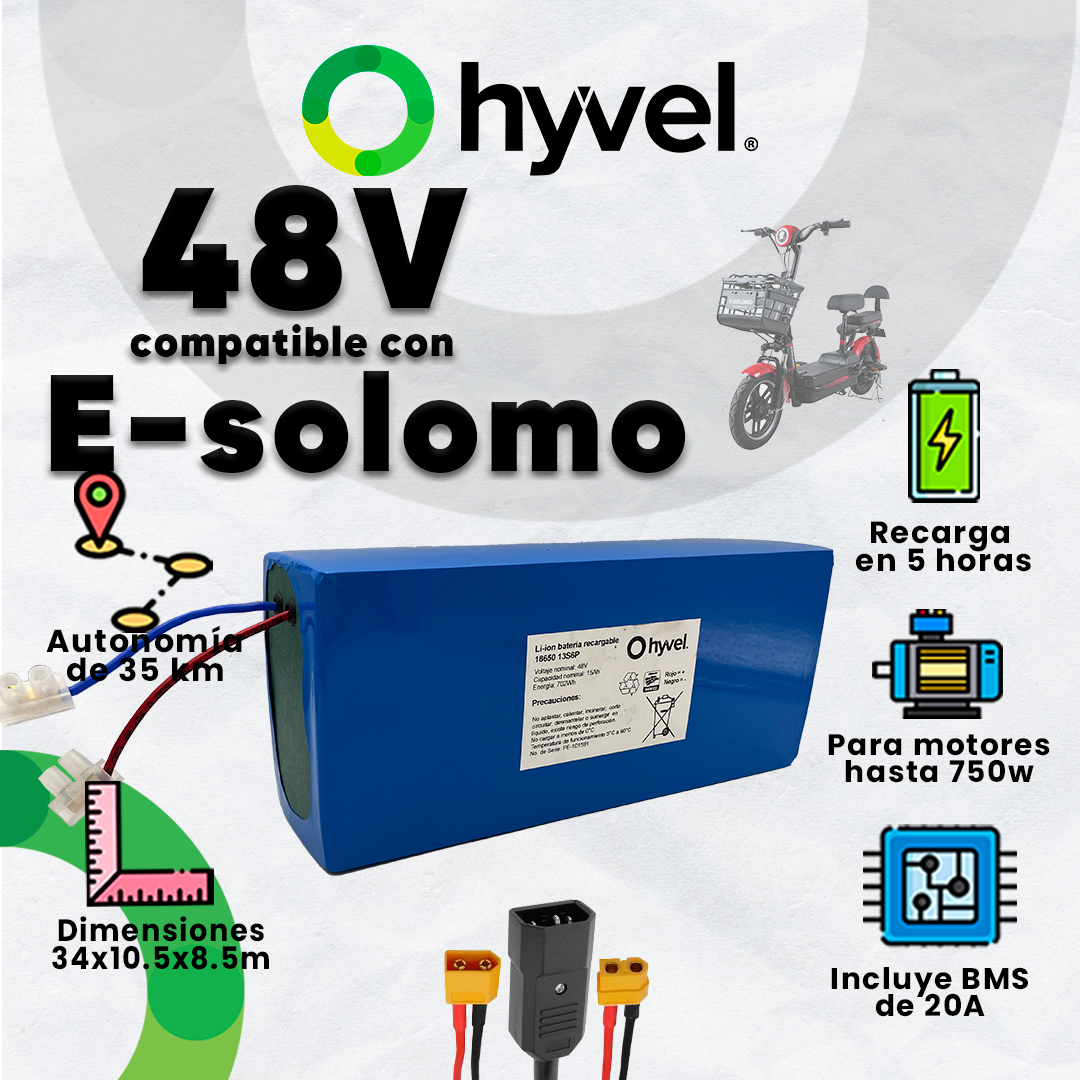 Kit Batería 48V compatible con E-solomo + Cargador 2A