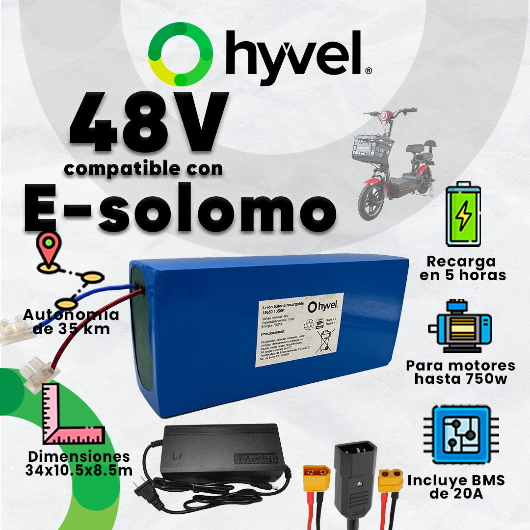 Kit Batería 48V compatible con E-solomo + Cargador 2A