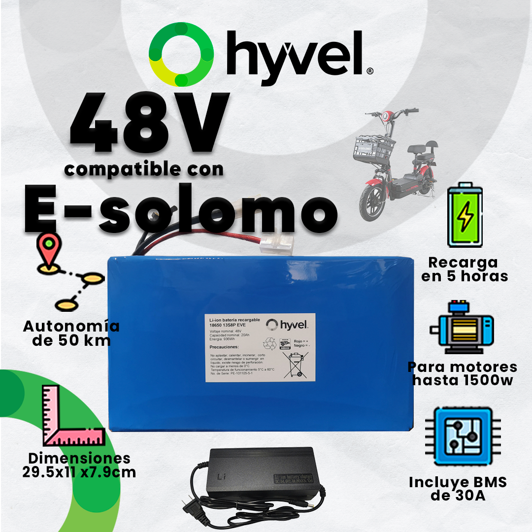 Kit Batería 48V compatible con E-solomo + Cargador 2A