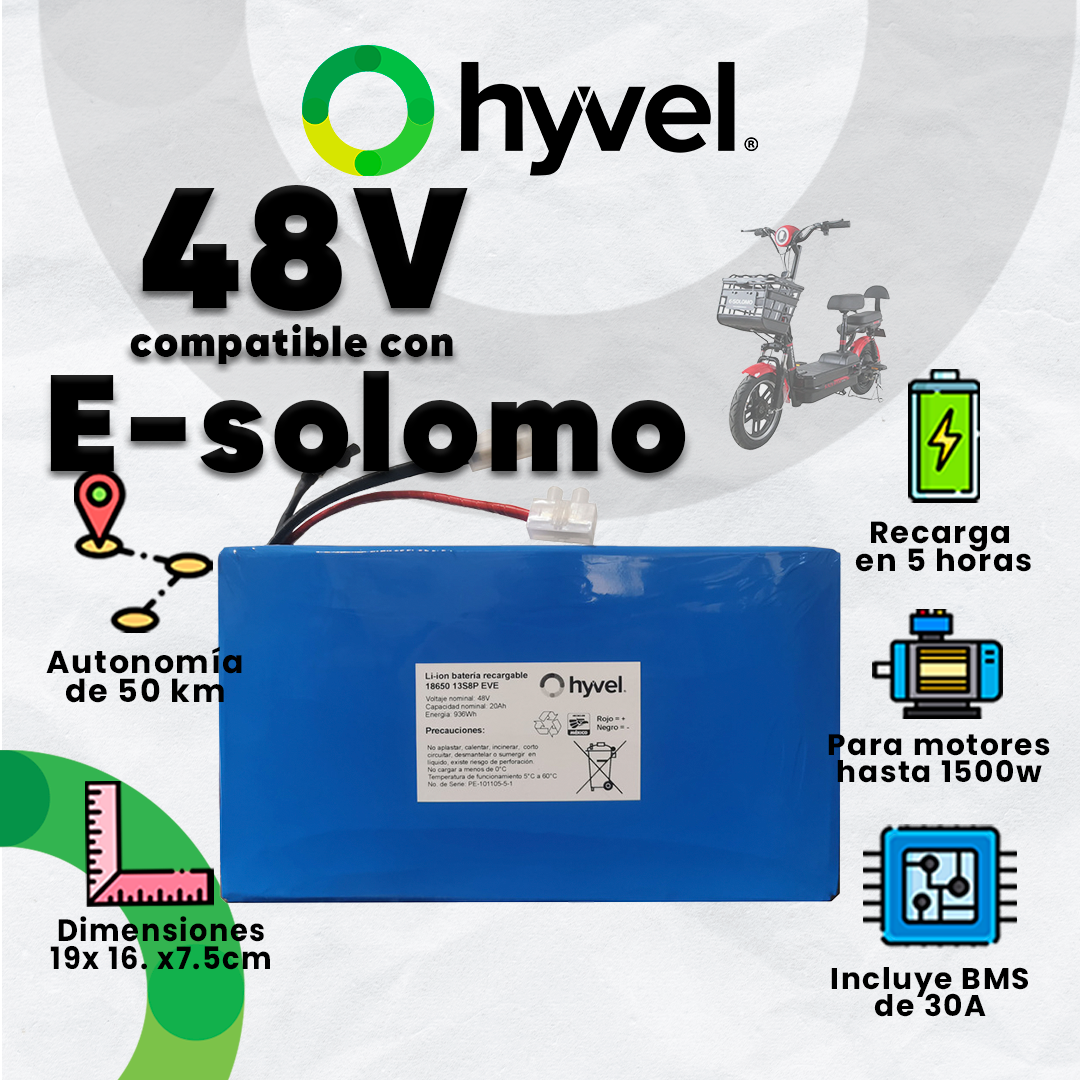 Kit Batería 48V compatible con E-solomo + Cargador 2A