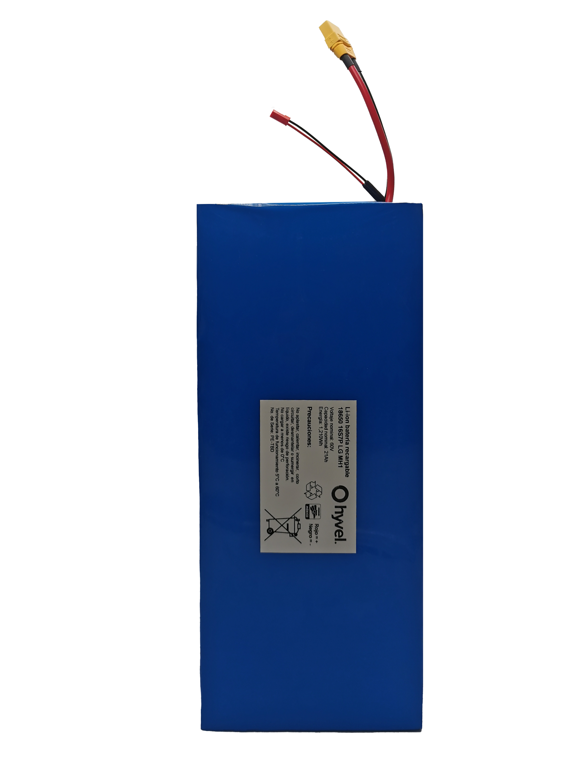 Fondo blanco y al centro se muestra la parte de atrás de una batería