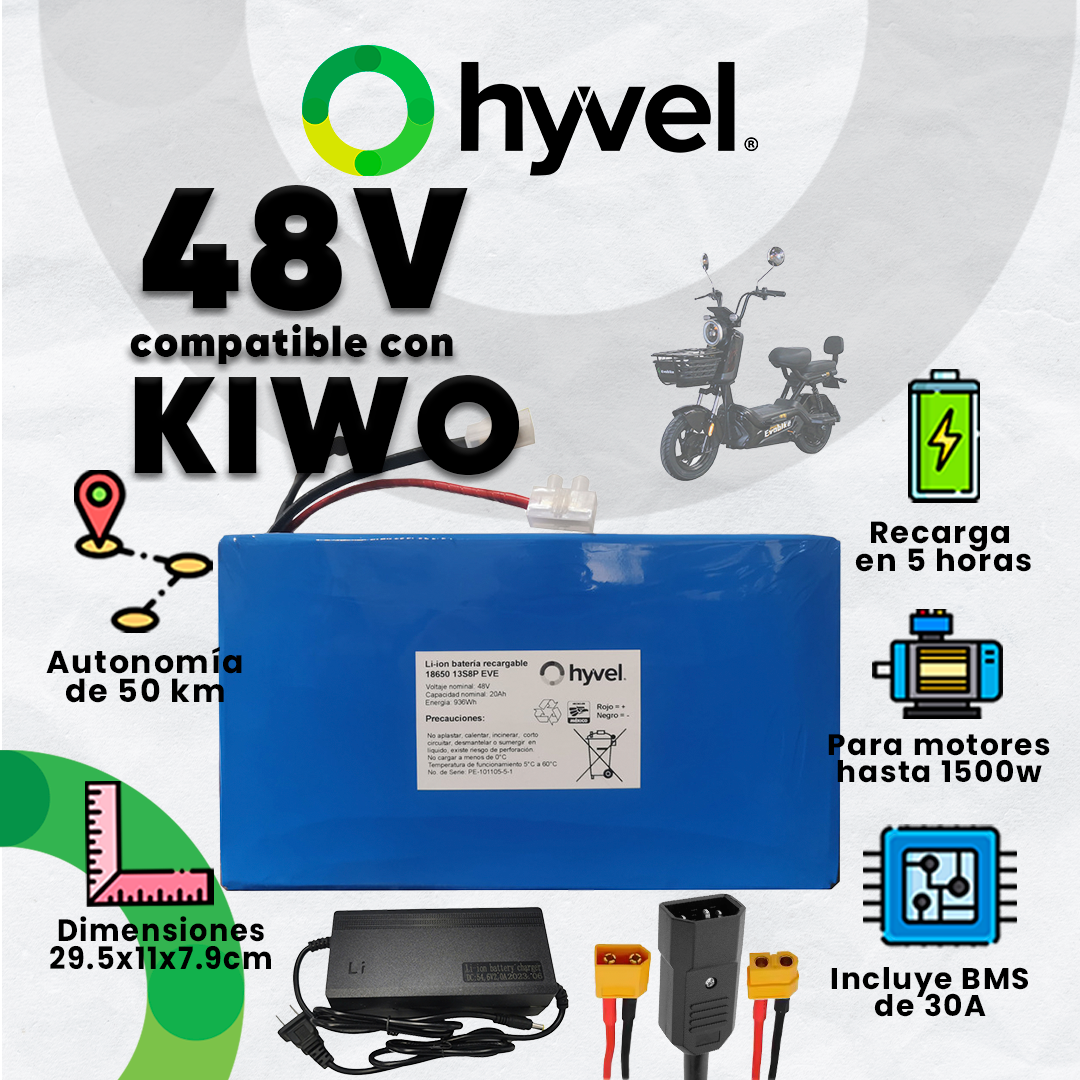 Kit Batería 48V compatible con KIWO + Cargador 2A