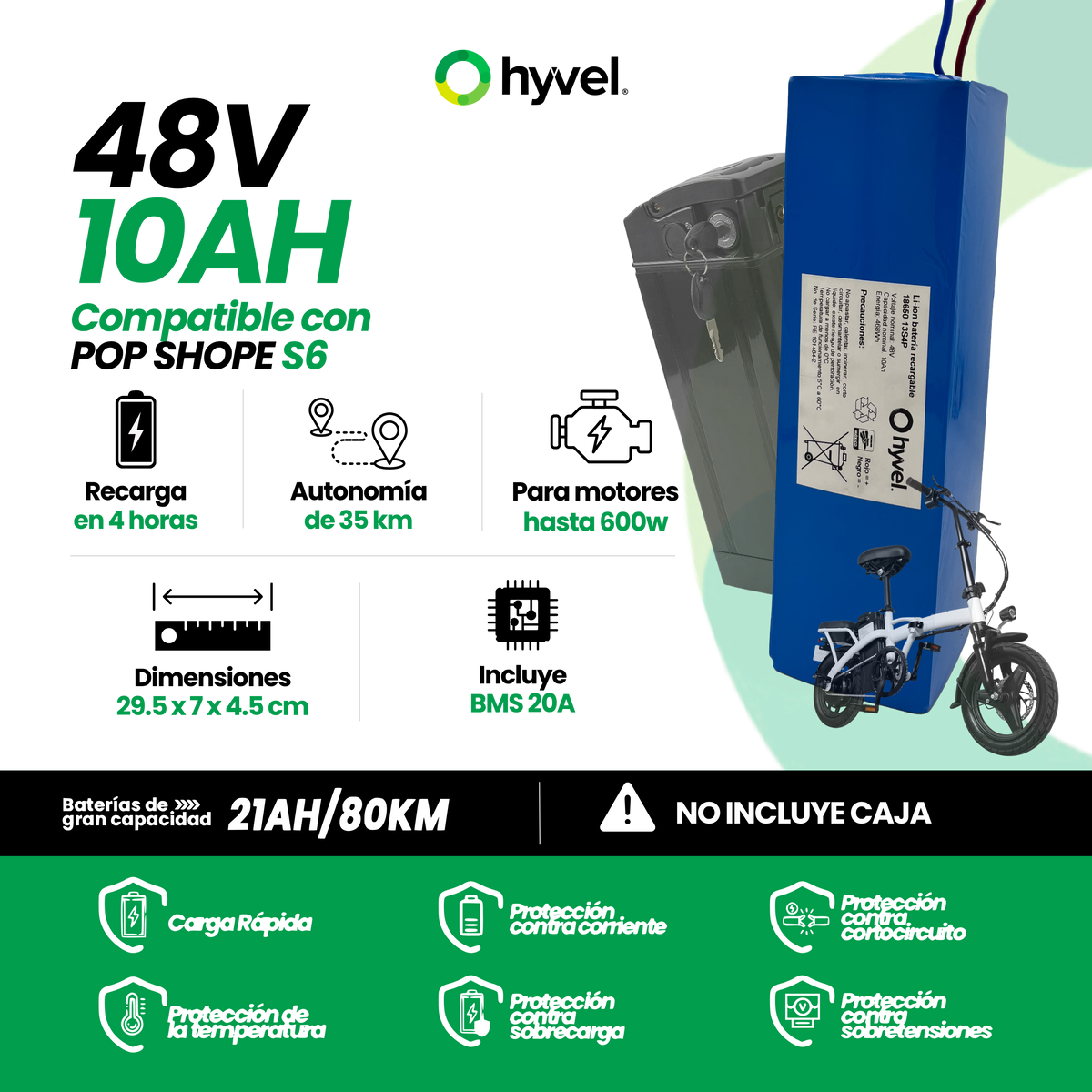 Batería 48v 10Ah compatible con Pop Shope S6
