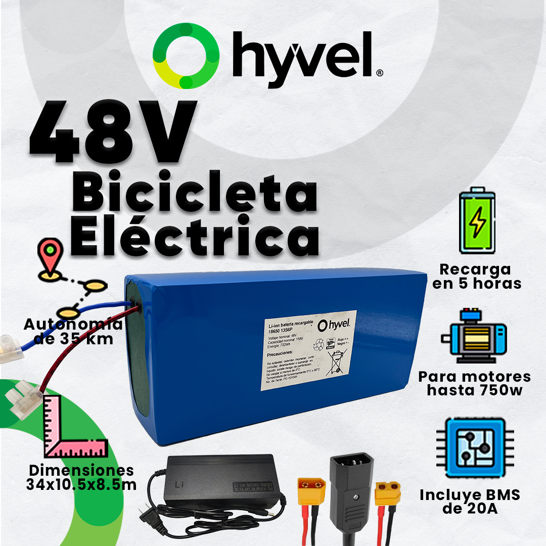 Kit Batería 48V para Bicicleta Eléctrica + Cargador 2A