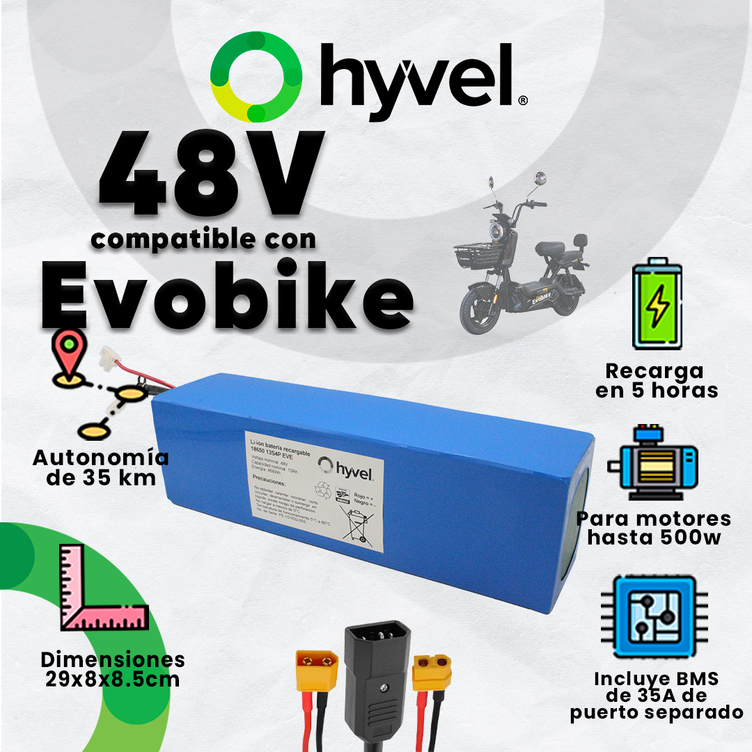 Kit Batería 48V compatible con Evobike + Cargador 2A