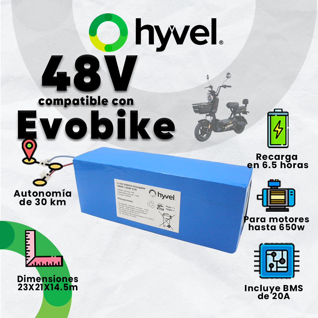 Kit Batería 48V compatible con Evobike + Cargador 2A