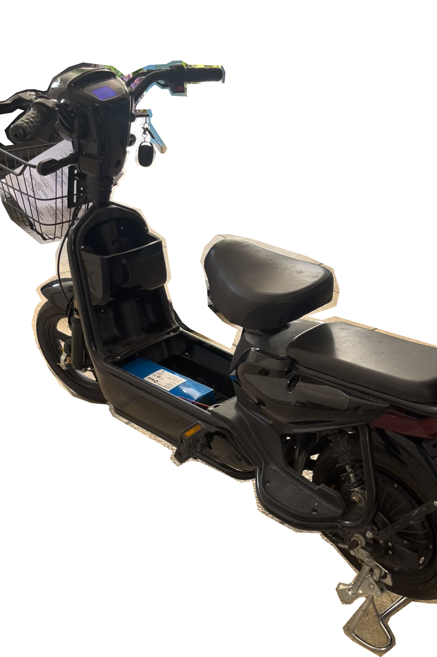 Kit Batería 48V compatible con KIWO + Cargador 2A mostrando su plástico azul con el que viene desde fábrica