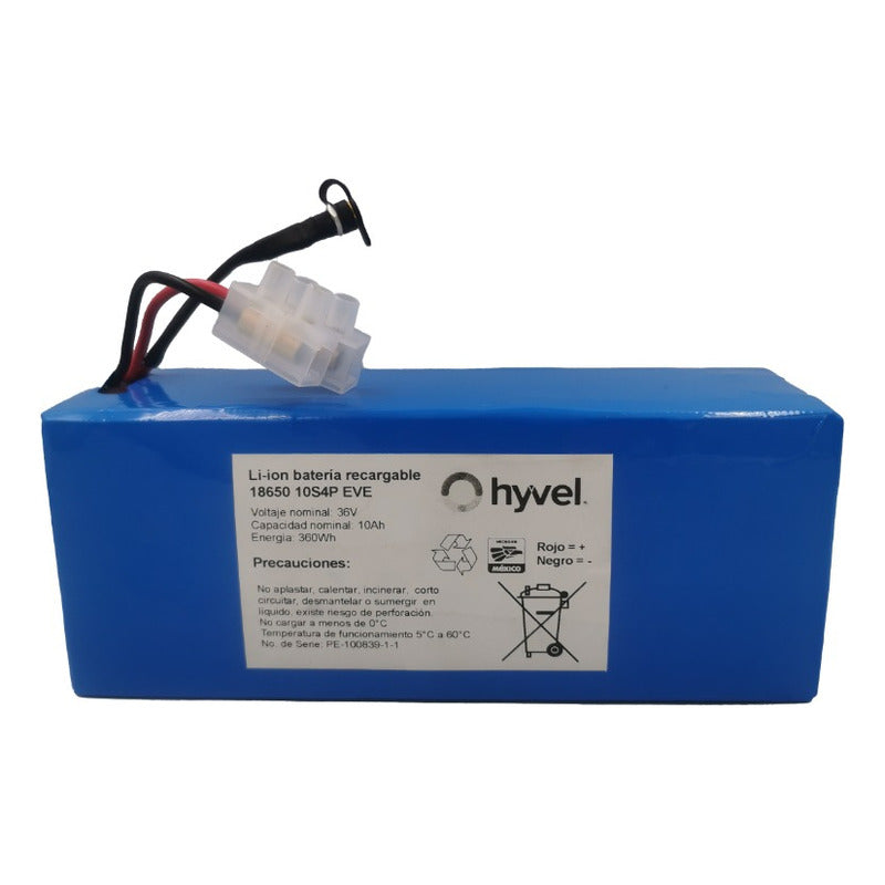Batería de litio 36V 10Ah de la marca Eve, ideal para bicicletas eléctricas y diseñada con alta durabilidad, rendimiento confiable y tecnología de celdas avanzadas.