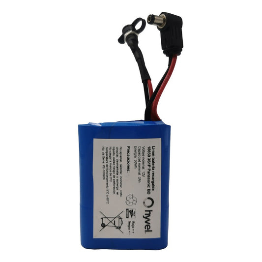 Imagen frontal de la batería Panasonic 12V 3Ah con datos técnicos claramente visibles en etiqueta.