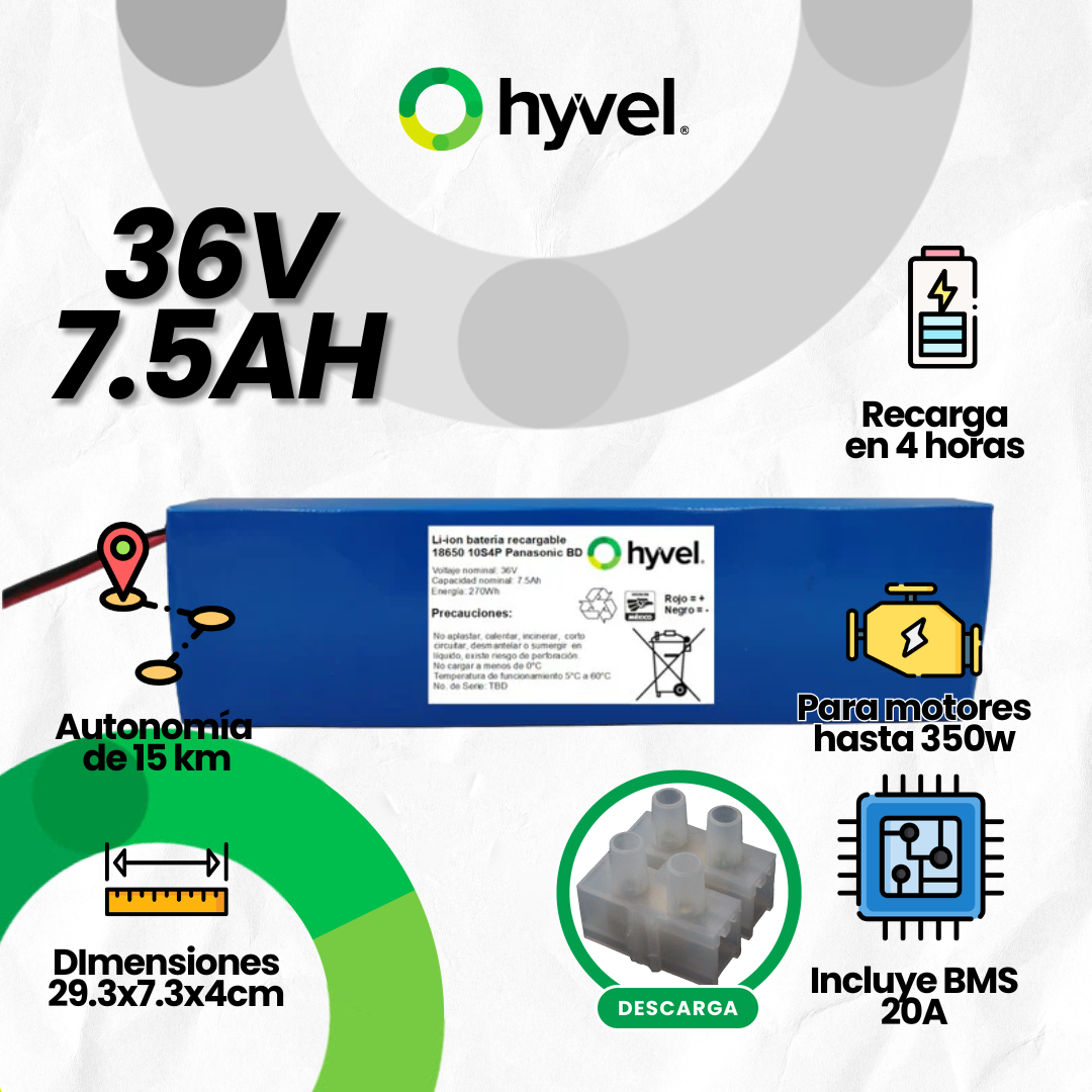 Batería 36V 7.5Ah para Scooter Eléctrico