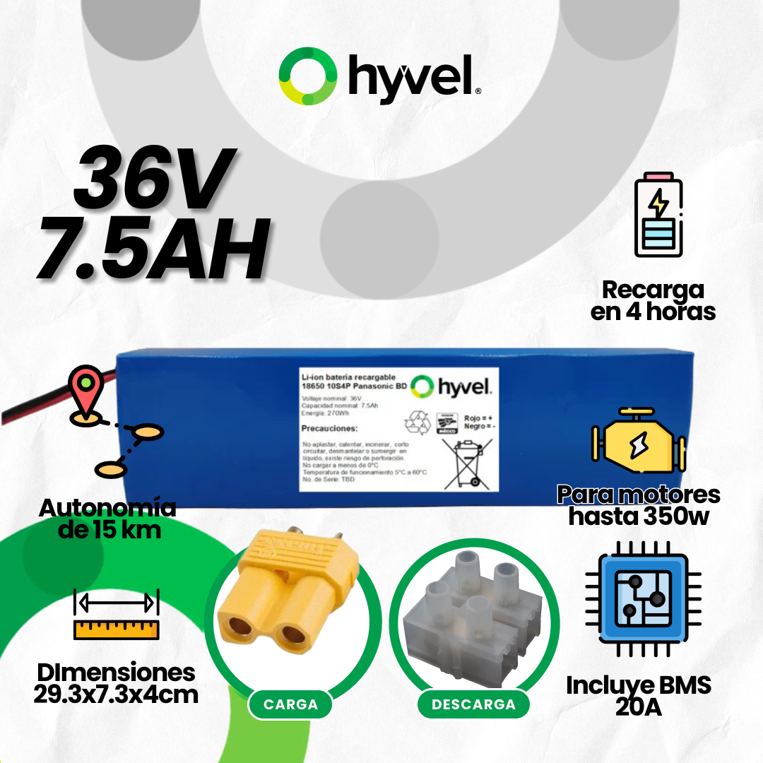 Batería 36V 7.5Ah para Scooter Eléctrico