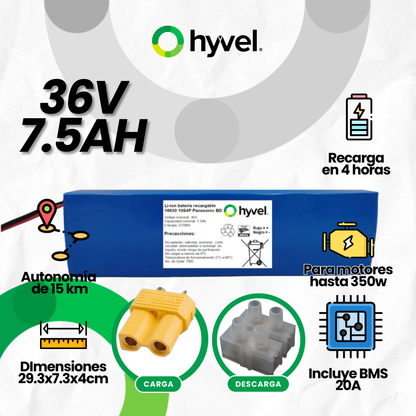 Batería 36V 7.5Ah para Scooter Eléctrico