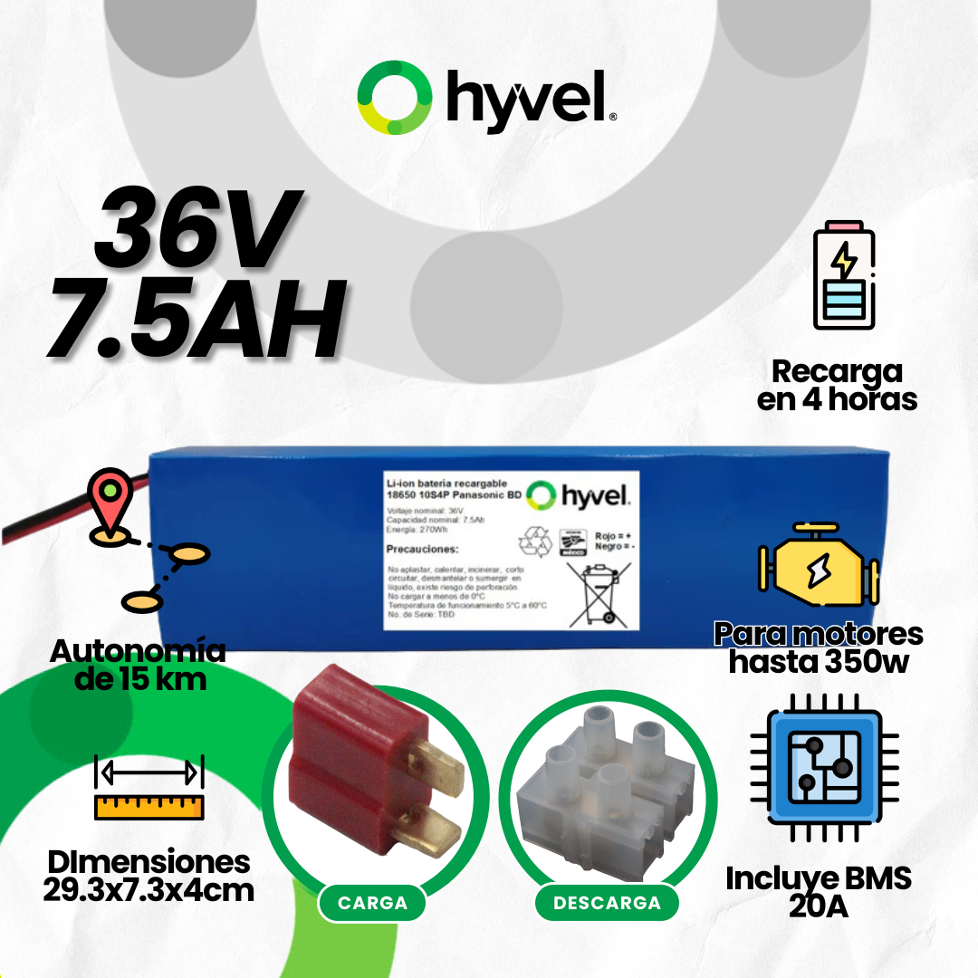 Batería 36V 7.5Ah para Scooter Eléctrico
