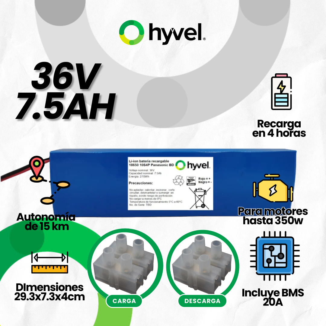 Batería 36V 7.5Ah para Scooter Eléctrico
