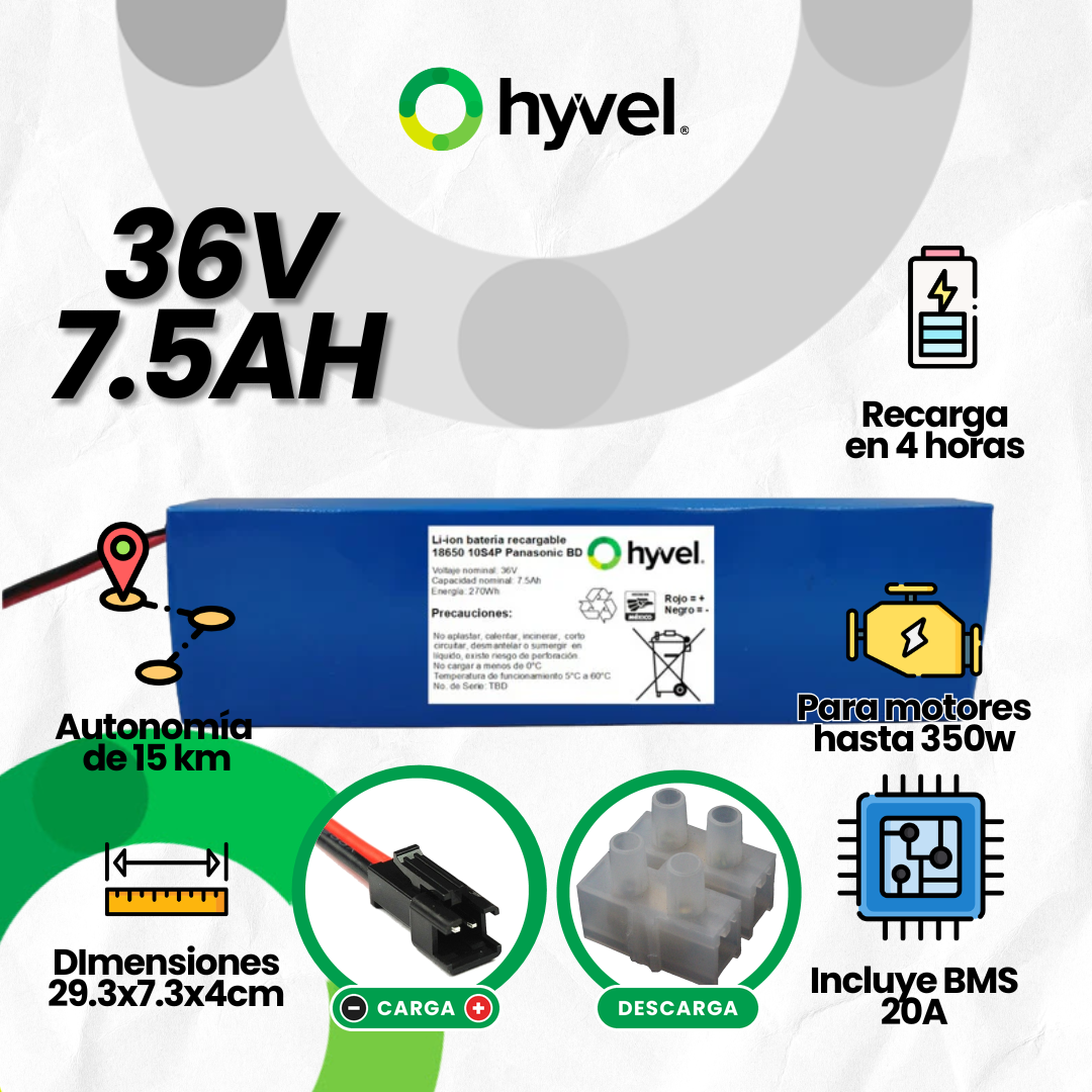 Batería 36V 7.5Ah para Scooter Eléctrico