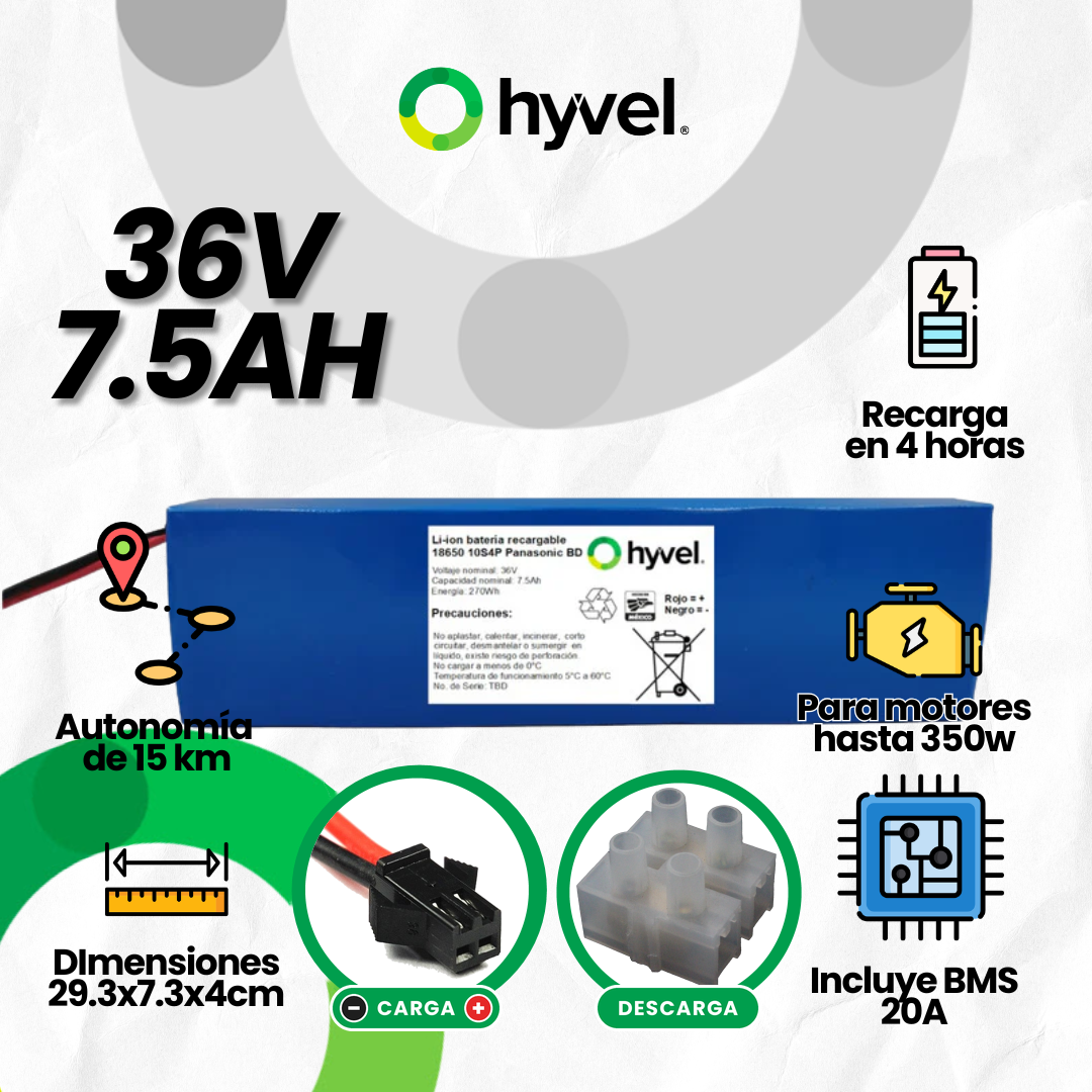 Batería 36V 7.5Ah para Scooter Eléctrico