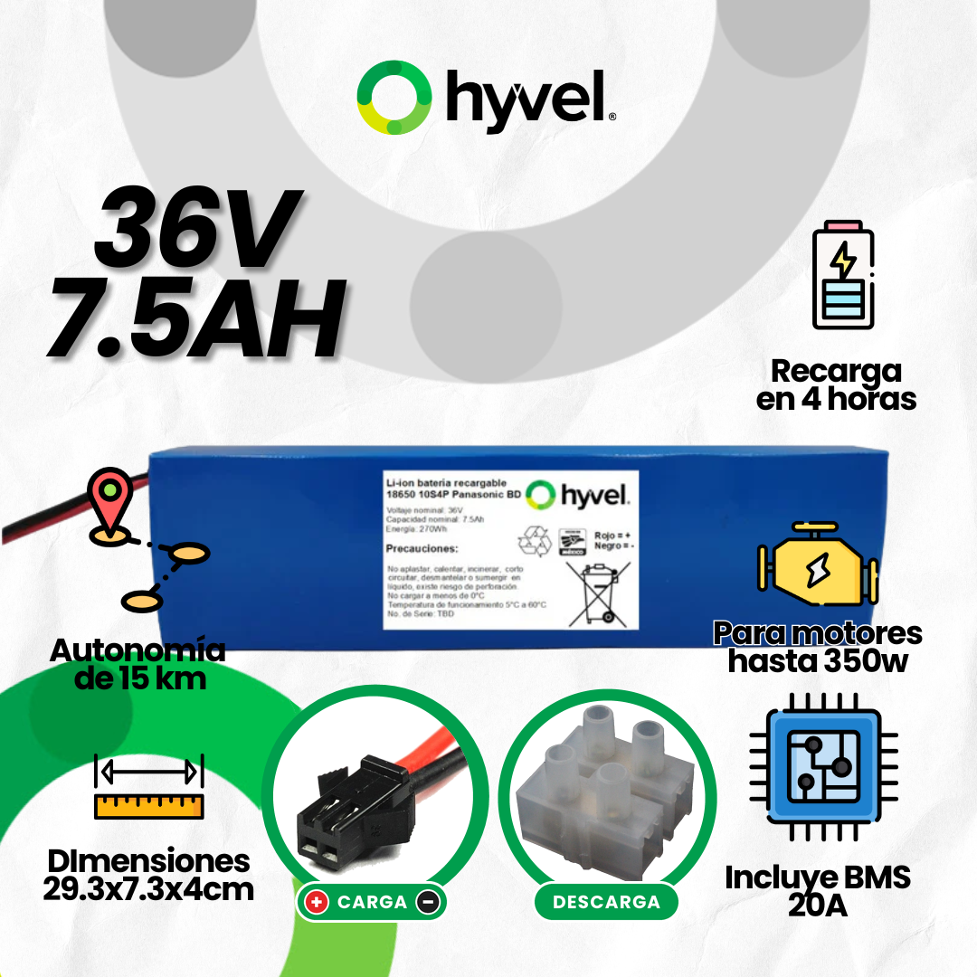 Batería 36V 7.5Ah para Scooter Eléctrico