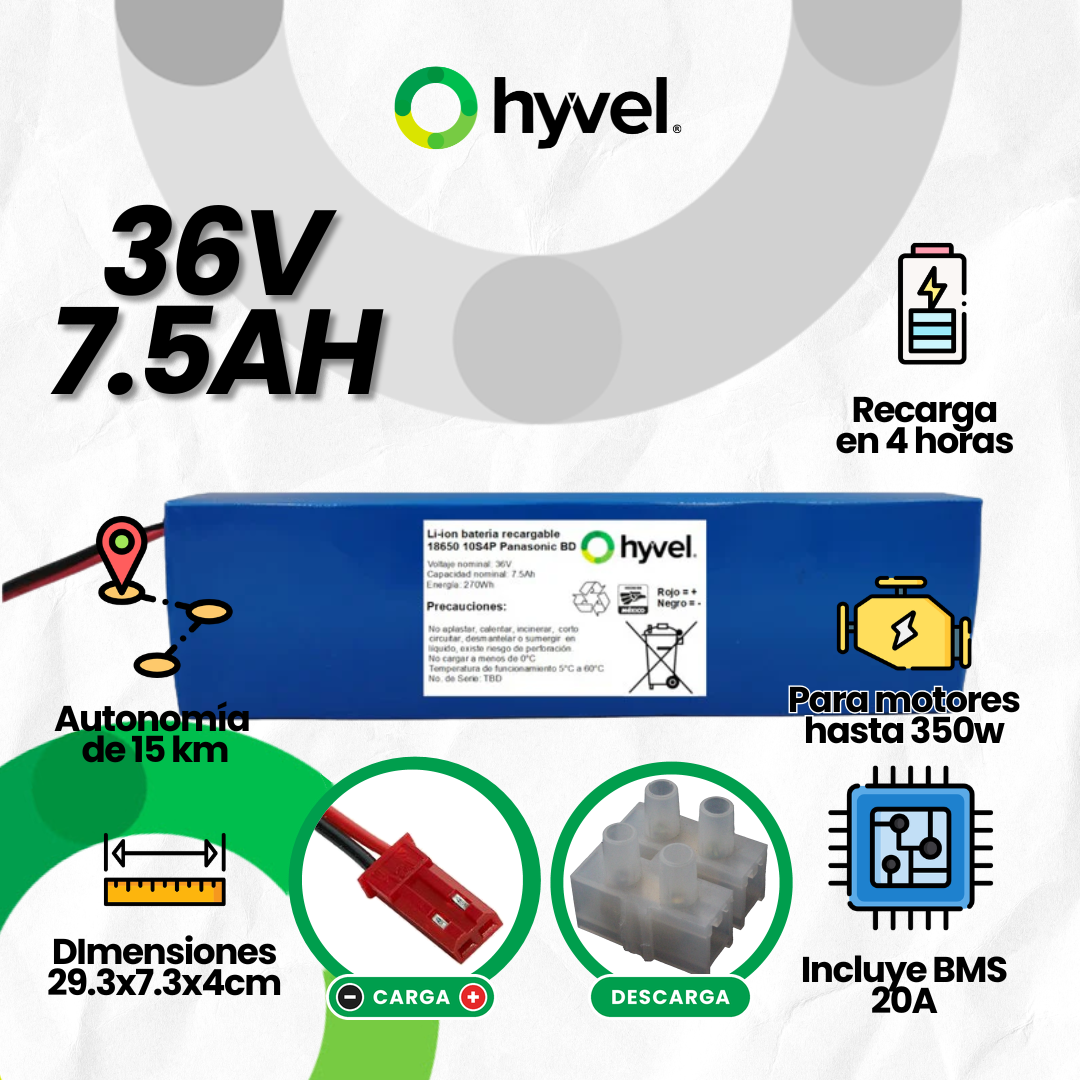 Batería 36V 7.5Ah para Scooter Eléctrico