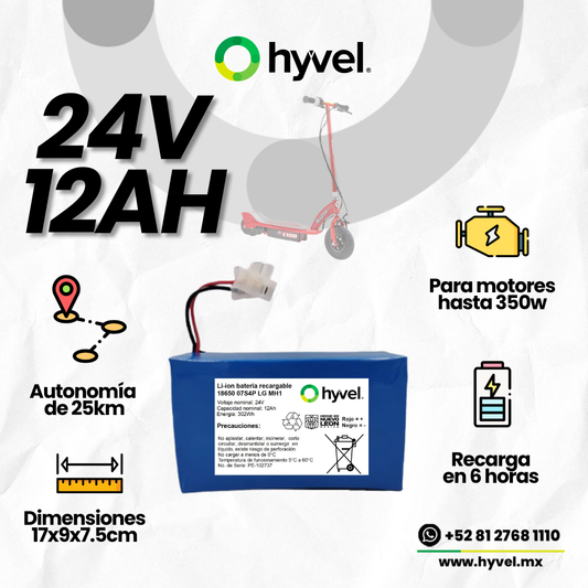 Batería 24v 12ah compatible con RAZOR E100/E200/E300