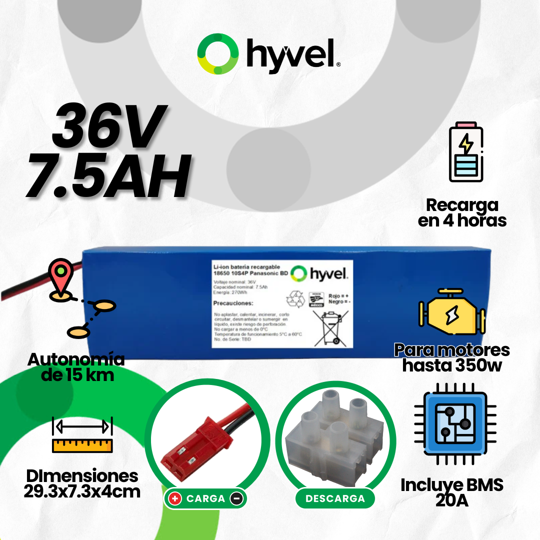 Batería 36V 7.5Ah para Scooter Eléctrico