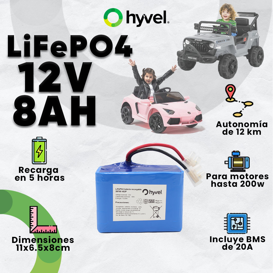 Batería 12V para Carrito Montable Infantil Litio LiFePO4