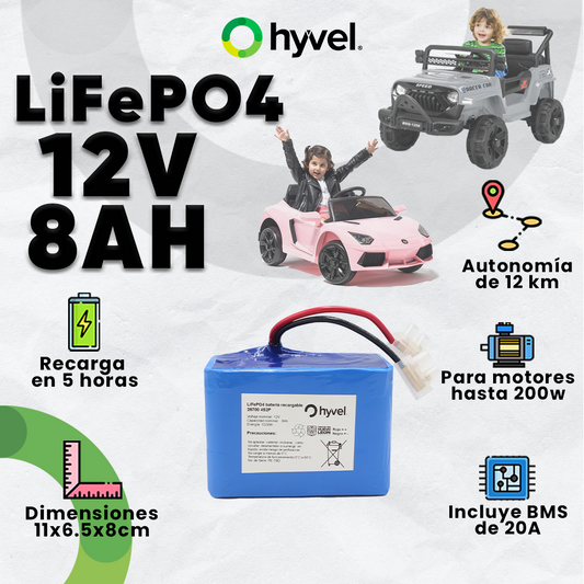 Batería 12V para Carrito Montable Infantil Litio LiFePO4