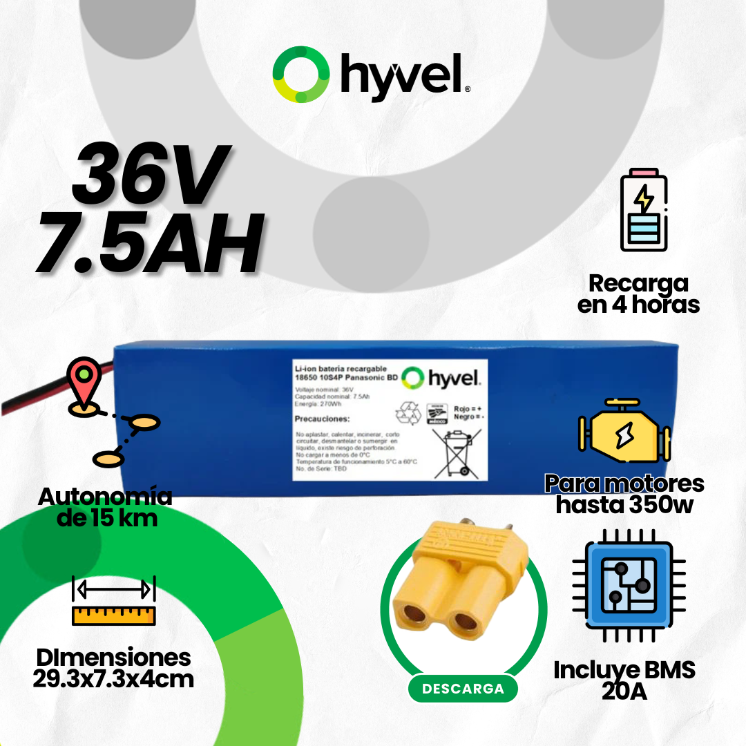 Batería 36V 7.5Ah para Scooter Eléctrico