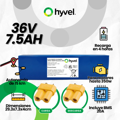 Batería 36V 7.5Ah para Scooter Eléctrico