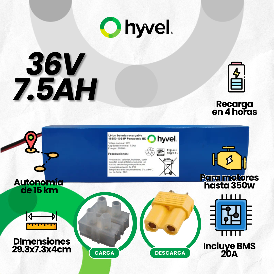 Batería 36V 7.5Ah para Scooter Eléctrico