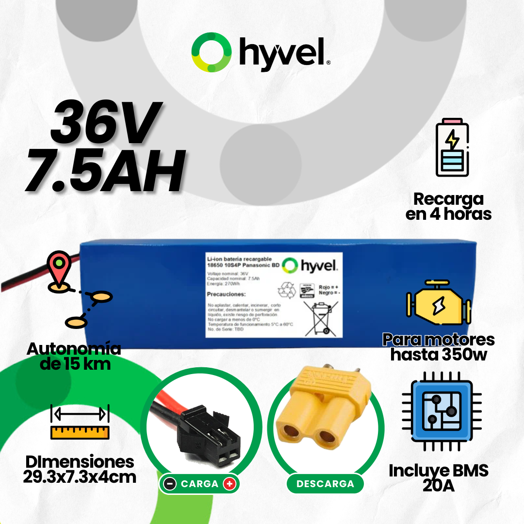 Batería 36V 7.5Ah para Scooter Eléctrico