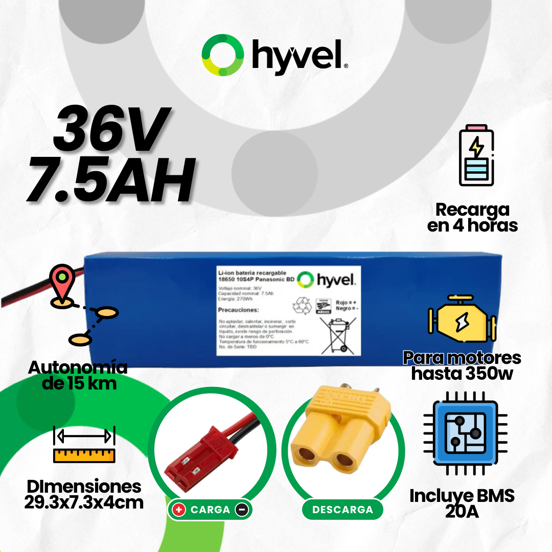 Batería 36V 7.5Ah para Scooter Eléctrico