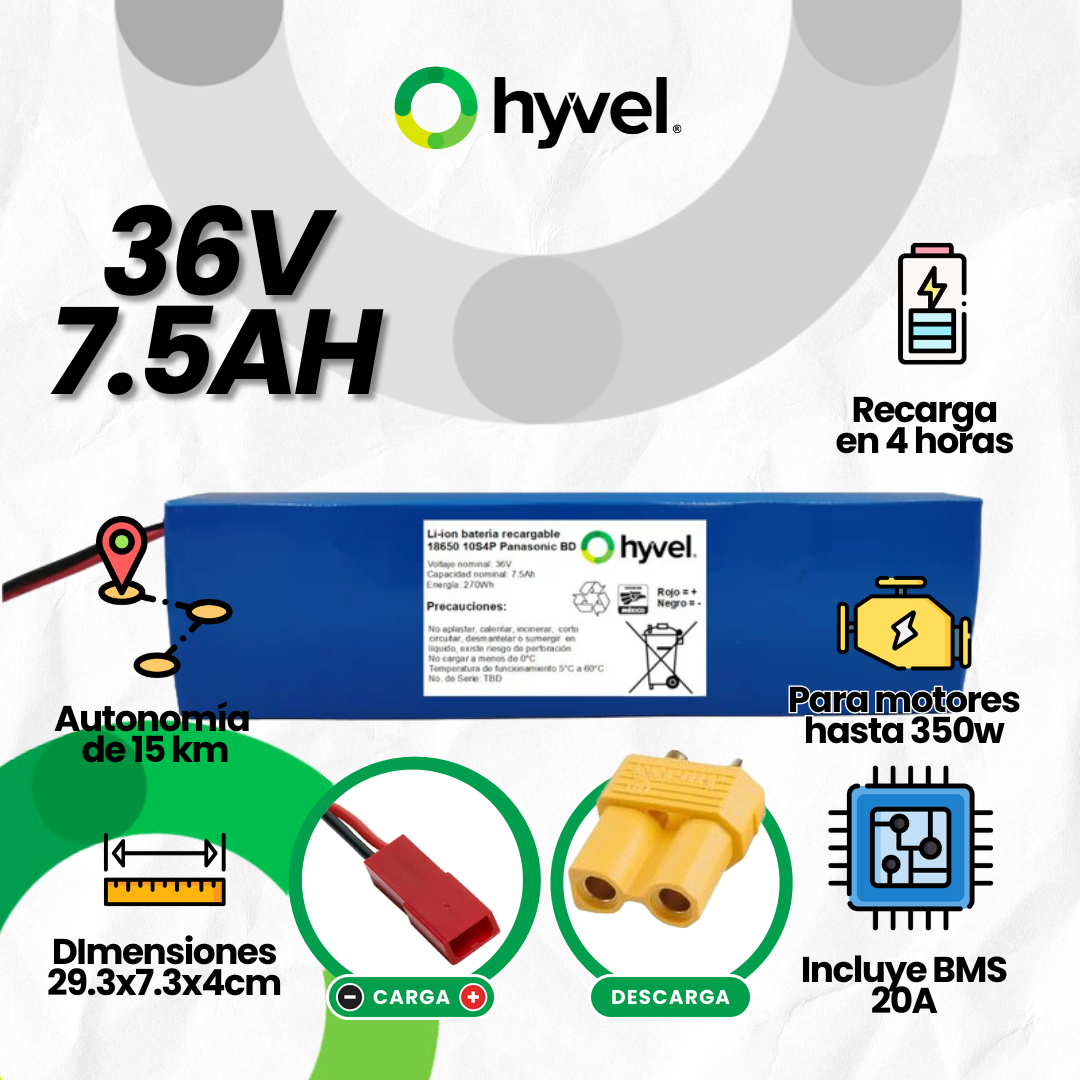 Batería 36V 7.5Ah para Scooter Eléctrico