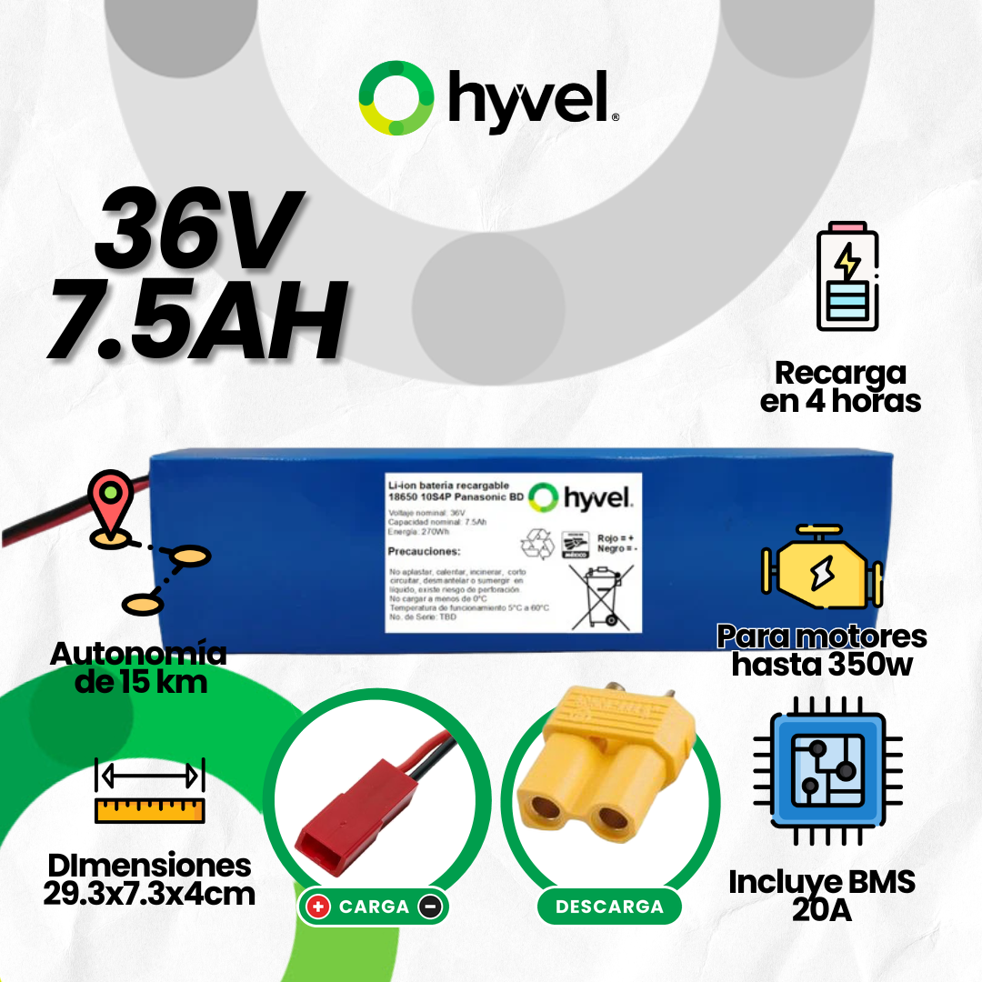 Batería 36V 7.5Ah para Scooter Eléctrico