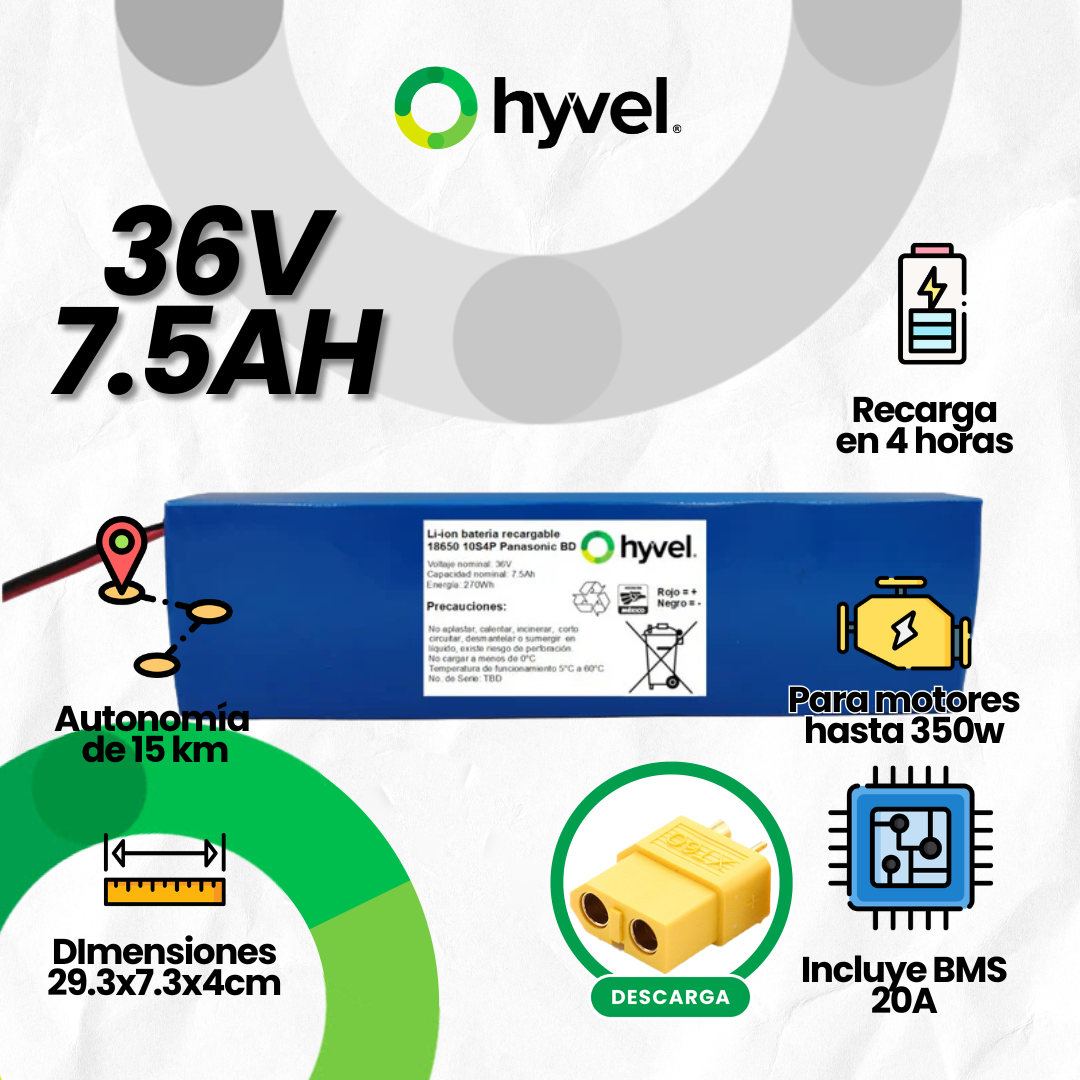 Batería 36V 7.5Ah para Scooter Eléctrico