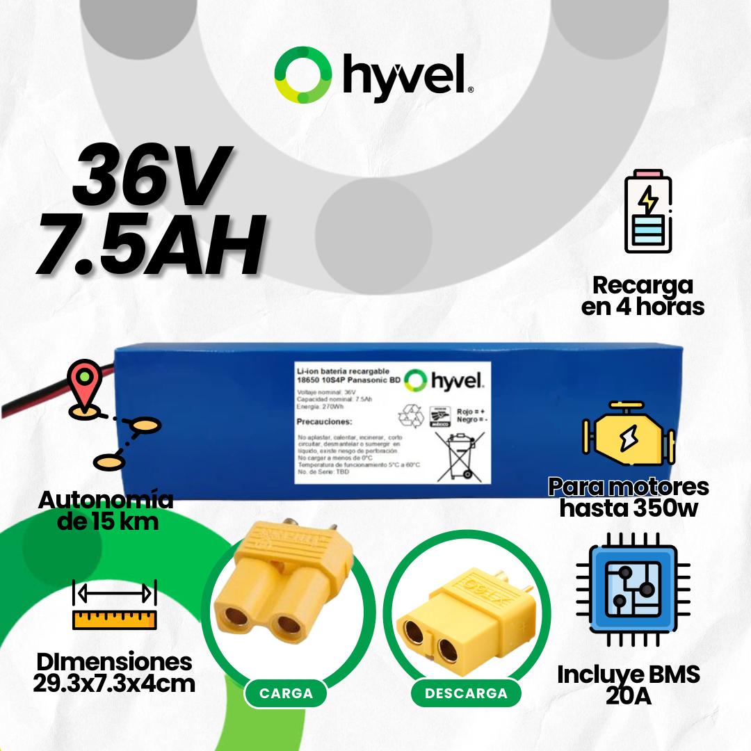 Batería 36V 7.5Ah para Scooter Eléctrico