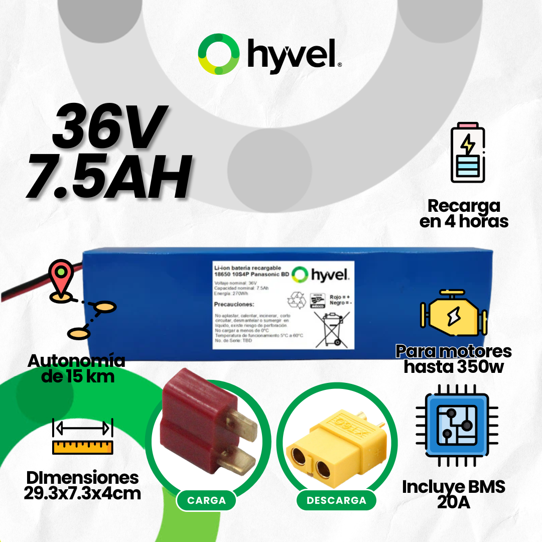 Batería 36V 7.5Ah para Scooter Eléctrico