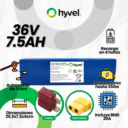 Batería 36V 7.5Ah para Scooter Eléctrico