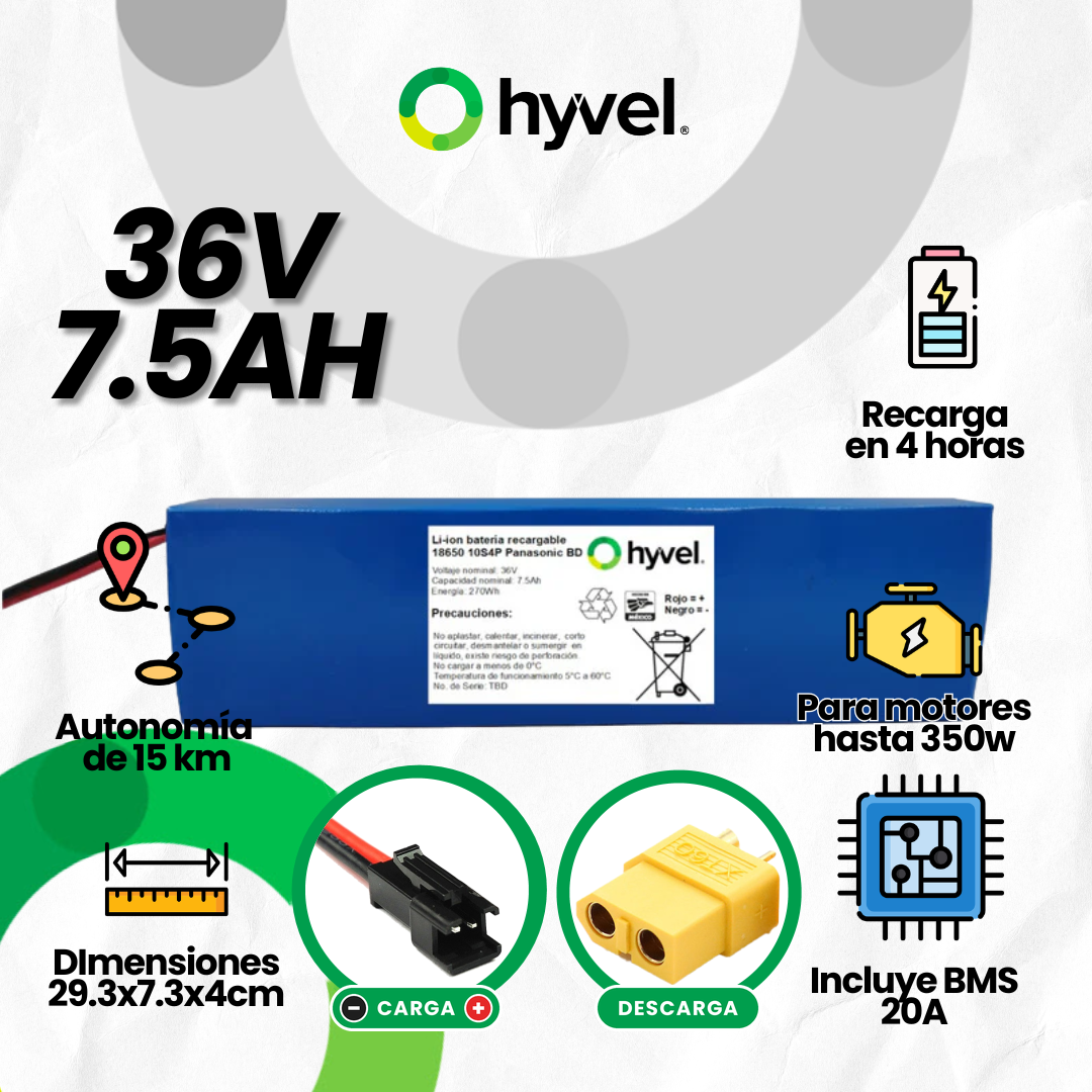 Batería 36V 7.5Ah para Scooter Eléctrico