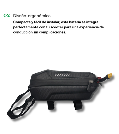 Batería Externa para Scooter 48V 9Ah con fondo blanco, resaltando su diseño práctico y funcional, perfecta para usuarios que buscan un cargador adicional.