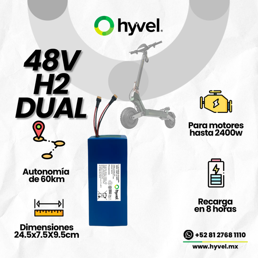 Batería 48V 18Ah compatible con Honey Whale H2 DUAL