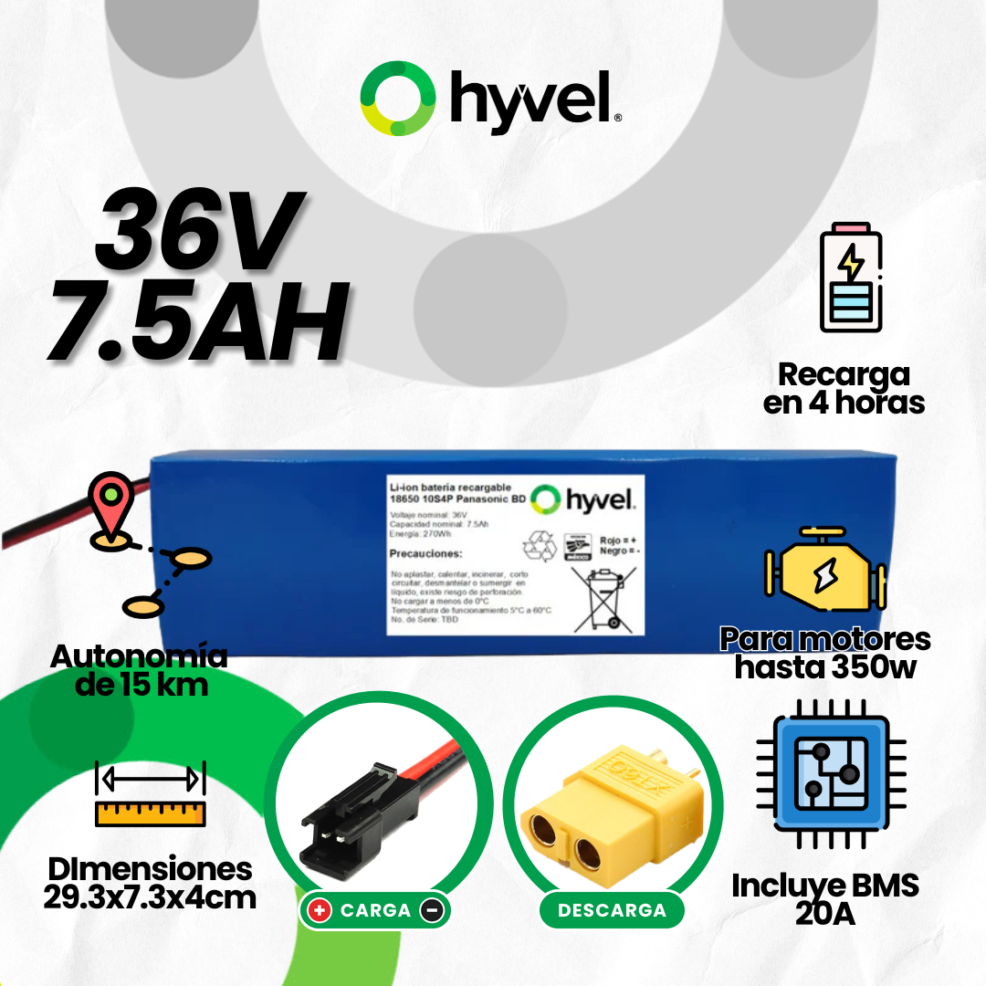 Batería 36V 7.5Ah para Scooter Eléctrico