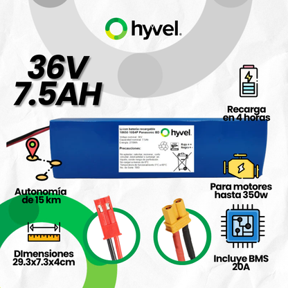 Batería 36v 7.5ah para Scooter Eléctrico