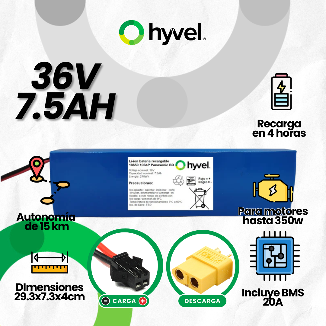 Batería 36V 7.5Ah para Scooter Eléctrico