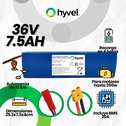 Batería 36v 7.5ah para Scooter Eléctrico